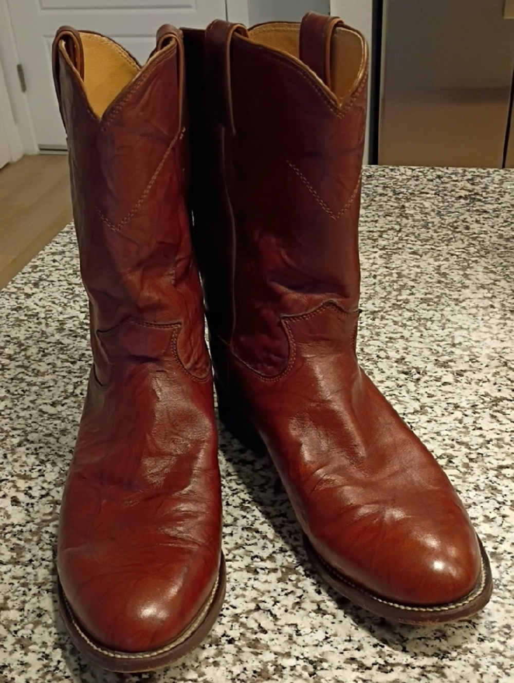 Men's Brown Leather Western Boots - Classic Cowboy Style